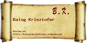 Balog Krisztofer névjegykártya
